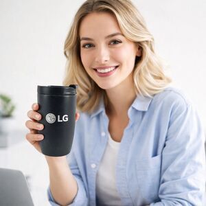 LG Stainless Steel Insulated Travel Mug Black Thermal Tumbler Spill Resistant